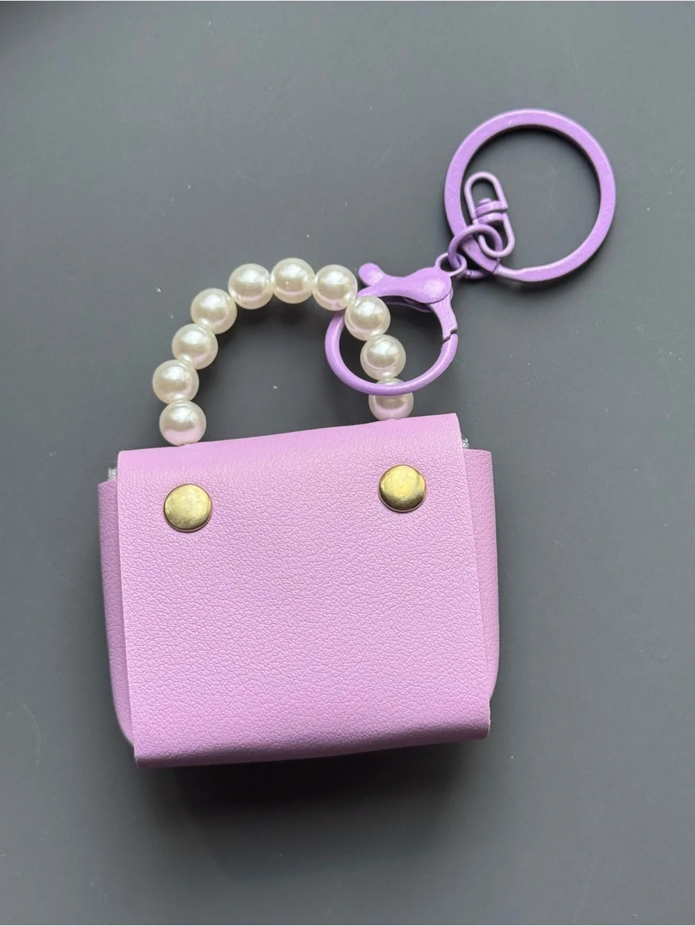 Purple Faux Leather Mini Purse Key Chain Bag Charm NWT